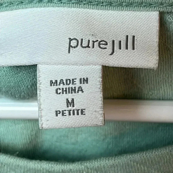 PUREJILL‎ Womens Top Shirt blouse tunic PM LONG SLEEVE 1 POCKET AQUA 1/4 button - Picture 3 of 6